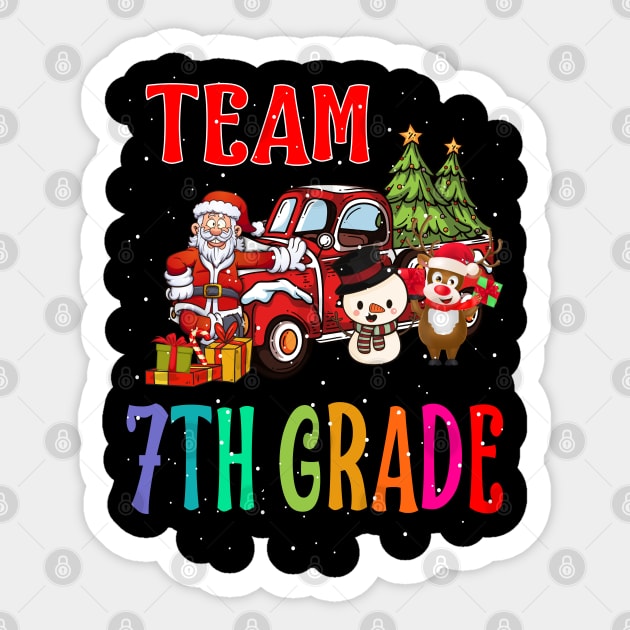 Team 7Th Grade Santa And Reindeer Christmas Sticker by intelus